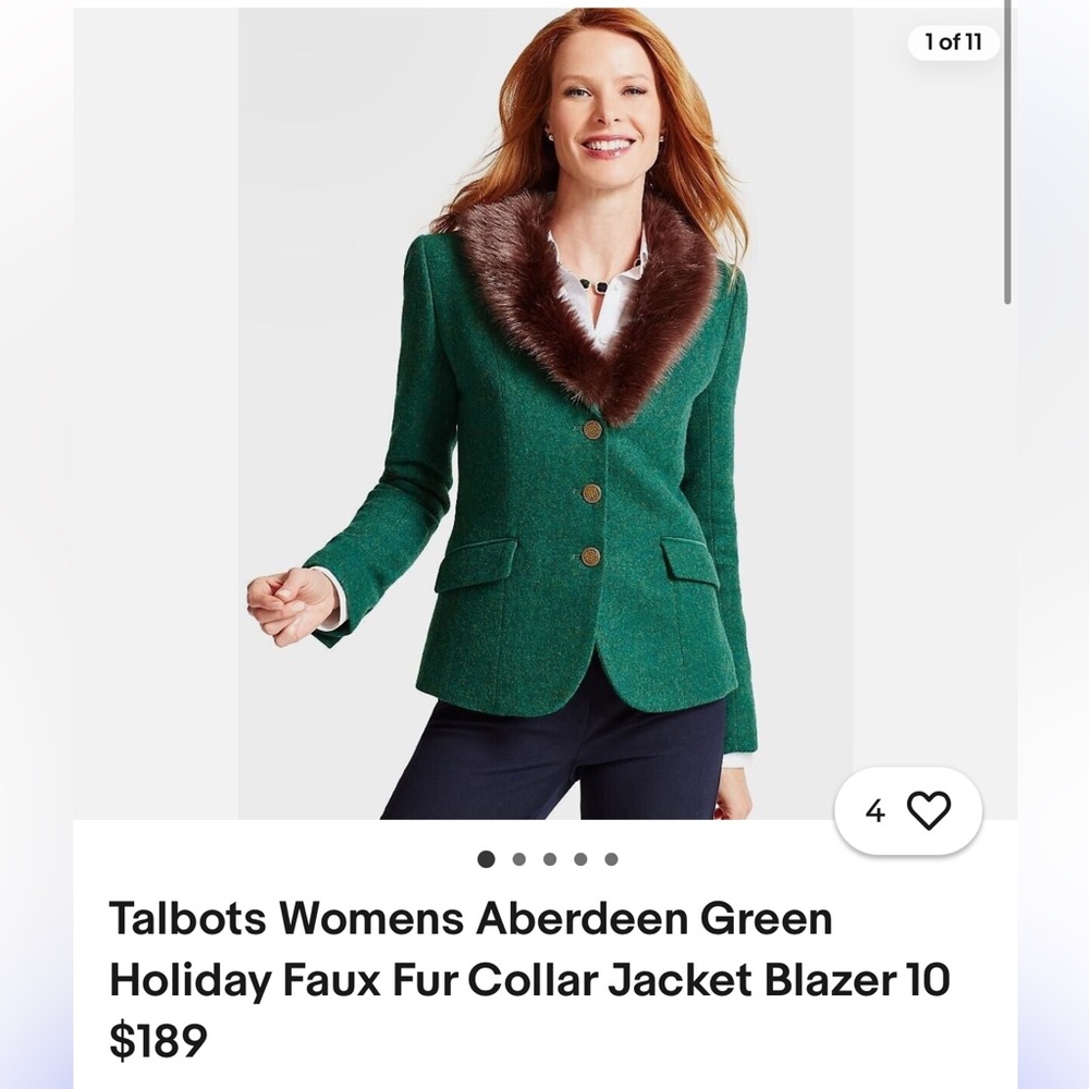 Talbots Aberdeen Wool Blend Green Blazer Sz 6. Beautiful green classic!